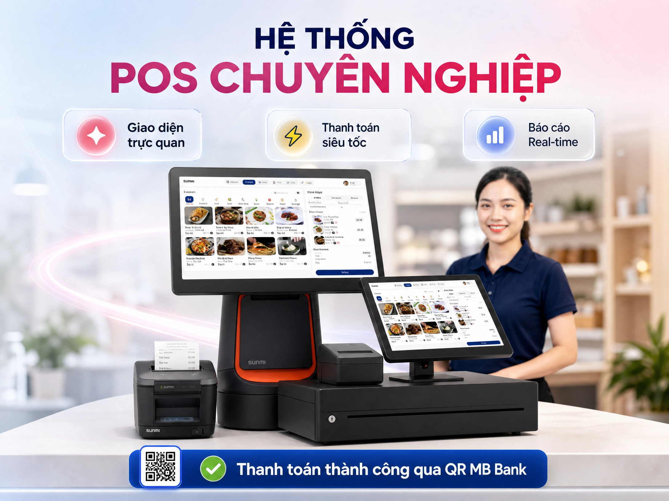 Máy POS Hako và nhân viên bán hàng